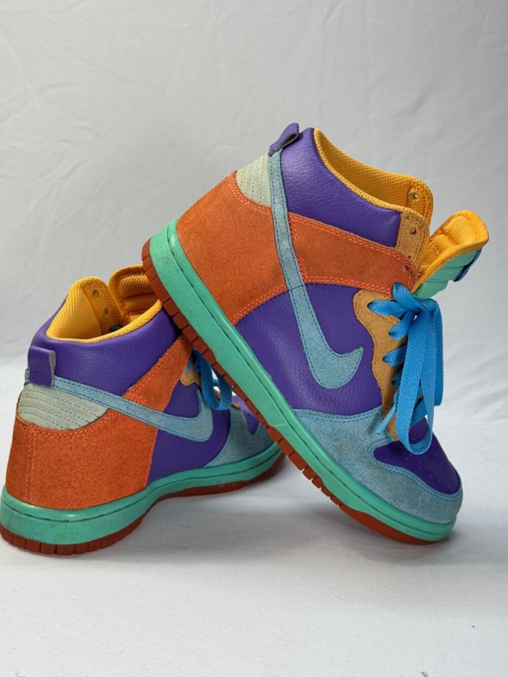 Nike Dunk High 6.0 Womens Shoes 7 Purple Orange Blue Suede Sneaker Multicolor